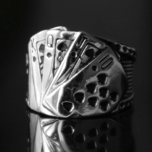 ステンレス製トランプ 指輪 メンズ シルバー トランプ ロイヤルストレートフラッシュ