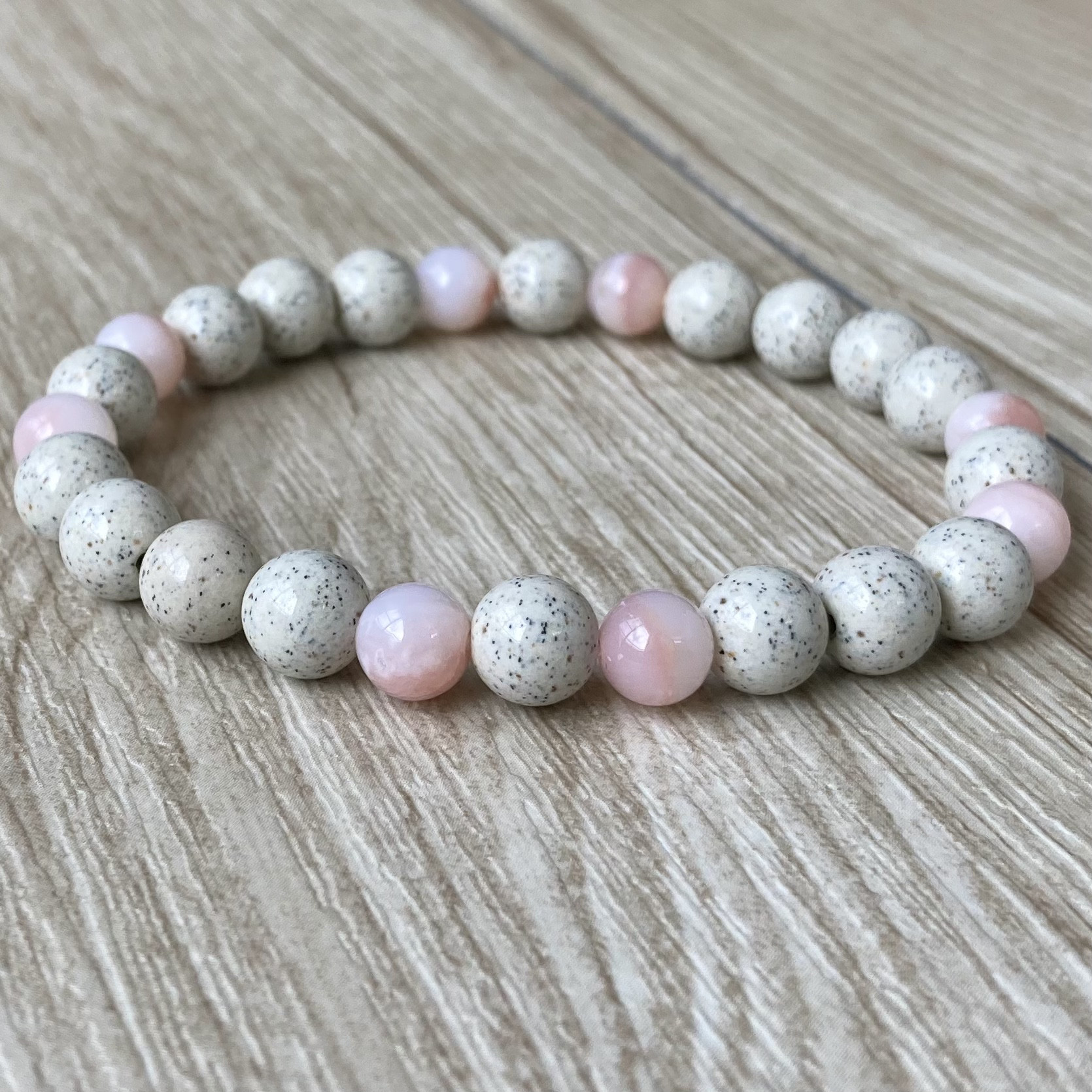 健康を意識する毎日に/北投石・ピンクオパール/天然石 ストーンブレスレット