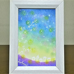 パステルアート　星降る七夕の夜空　パステル画原画 1枚目の画像