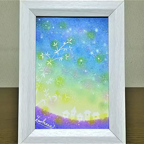 パステルアート 夜明けの虹色空への飛翔 パステル画原画 - メルカリ