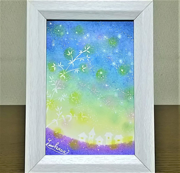 パステルアート　星降る七夕の夜空　パステル画原画 1枚目の画像