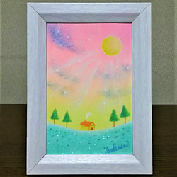 パステルアート　静かで幻想的な夕暮れ　パステル画原画 1枚目の画像