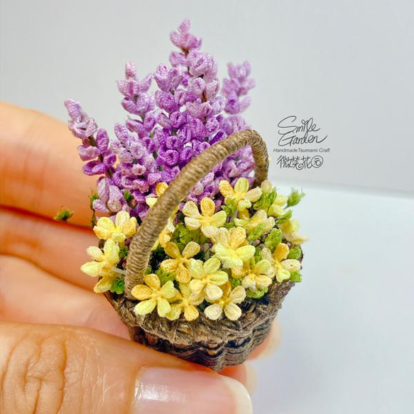 迷你薰衣草花籃擺設 - ミニラベンダーの花かご 第2張的照片