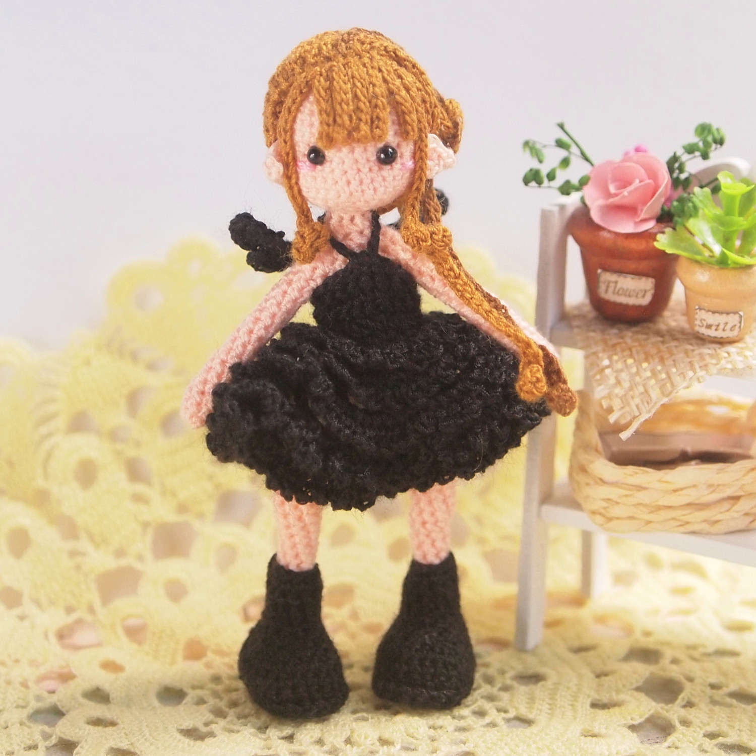 S]ミニチュア 堕天使 女の子 あみぐるみ【受注生産】 あみぐるみ