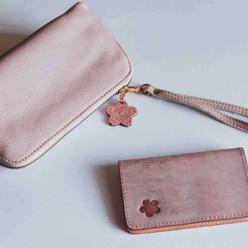 桜ピンク身軽本革 お財布ポシェット 2WAY ショルダーバッグ