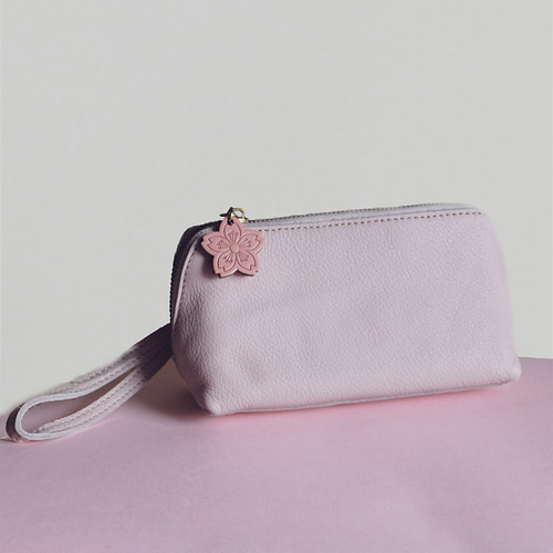 桜ピンク身軽本革 お財布ポシェット 2WAY ショルダーバッグ