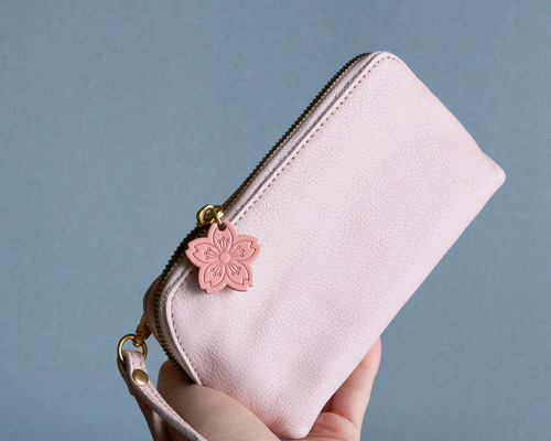 桜ピンク身軽本革 お財布ポシェット 2WAY ショルダーバッグ