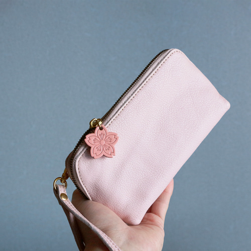 桜ピンク身軽本革 お財布ポシェット 2WAY ショルダーバッグ