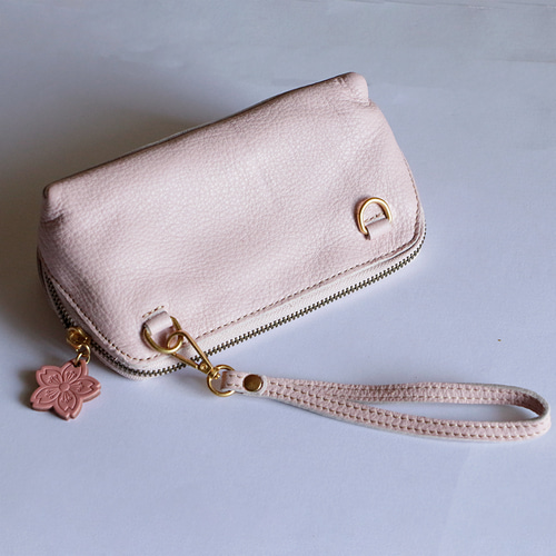 桜ピンク身軽本革 お財布ポシェット 2WAY ショルダーバッグ