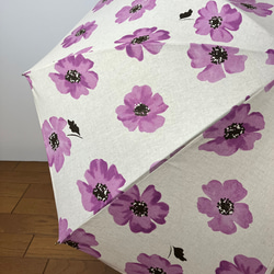 送料無料　手作り日傘　アイボリーにうす紫の花 4枚目の画像