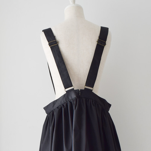 skep スケップ　ギャザージャンパースカート ロングスカート　黒　creema ギャザージャンパースカート：黒［SK03JSBK］ ロングスカート