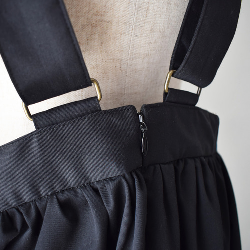 skep ギャザージャンパースカート ブラック 黒 ギャザージャンパースカート：黒［SK03JSBK］ | skep-online shop