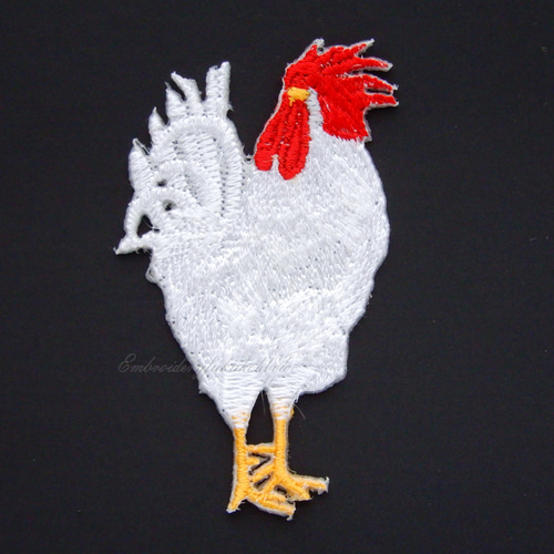 白色レグホン 刺繍ワッペン ニワトリ ワッペン・アップリケ Embroidery