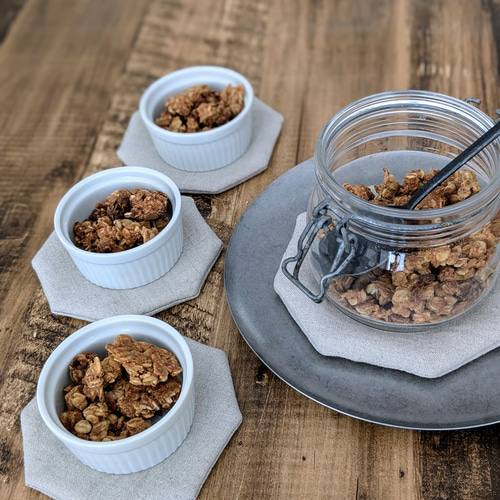 ふっかりコースター／八角／リネン】おうちカフェ オクトゴナル