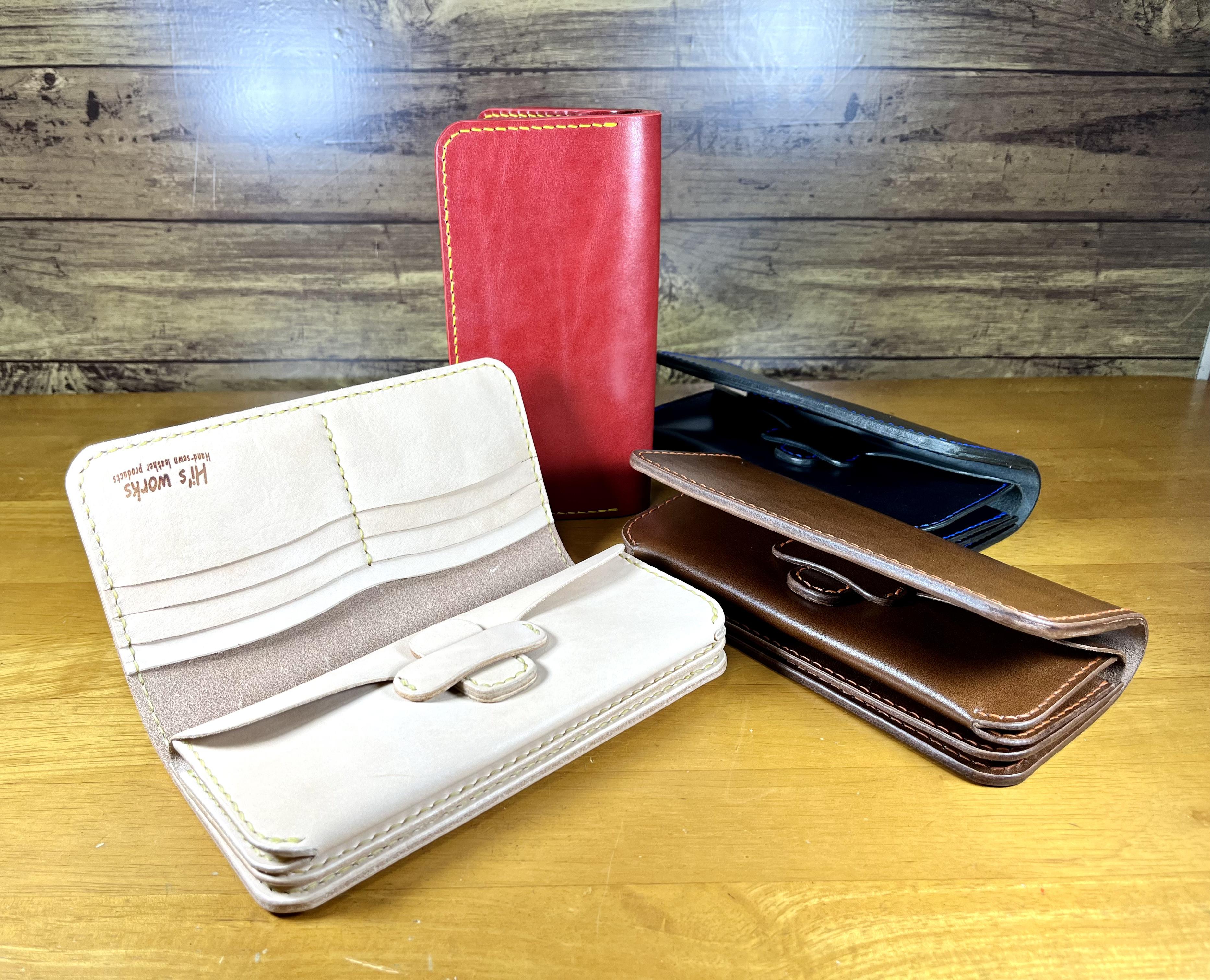 【北米産ステアヌメ】シンプルロングウォレット【ブラウン　レッド　ブラック】長財布　革財布