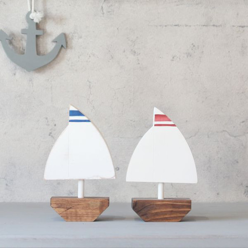 ヨット オブジェ｜全2種類 木製 マリン インテリア 海 夏 サマー 無垢