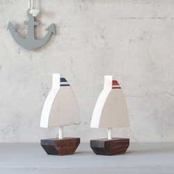 ヨット オブジェ 木製 マリン インテリア 海 夏 サマー 無垢 船 雑貨 サーフ 西海岸 ペイント 4枚目の画像