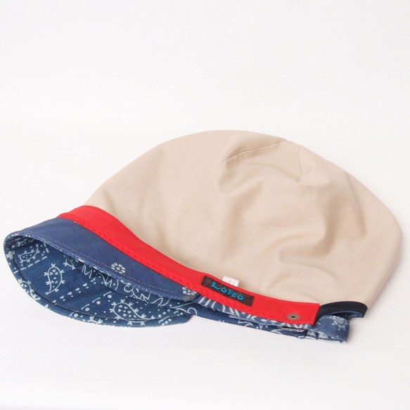 フレンチピッコロ バンダナ/フリーサイズ UV たためる帽子 風に飛ばない帽子 8枚目の画像