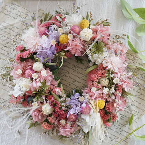 ピンク紫陽花リース ~プリザーブドフラワーリース~ リース ピンク紫陽花リース ~プリザーブドフラワーリース~ リース