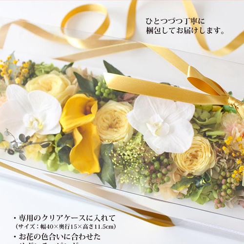 壁掛けOK☆コチョウランとオールドローズのフレームロングL・イエロー