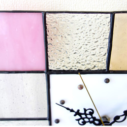 24㎝角-ステンドグラスの掛時計-モザイクK24（ピンク・パープル系) 9枚目の画像
