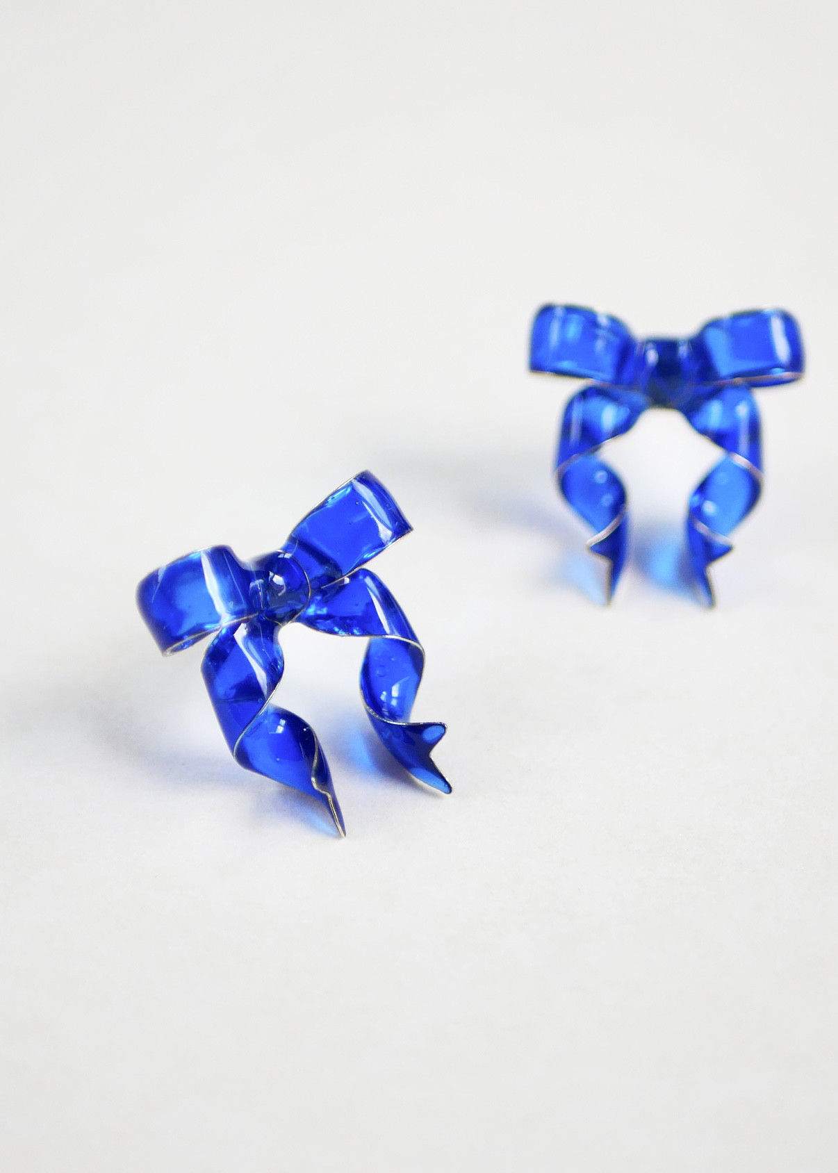 Mリボン　クリアブルー  ピアス＆イヤリング 結婚式　着物　イベントにもオススメ　女性らしい上品カラー