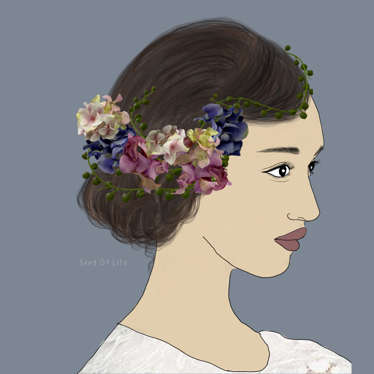 ❁Head Dress❁アジサイ とグリーンネックレス【20618-h】