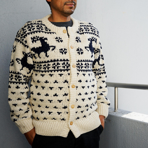 極美品　ビームスボーイ ニットカーディガン ネパール製　バラ編み込み　ウール 極美品ビームスボーイ ニットカーディガン ネパール製バラ編み込みウール