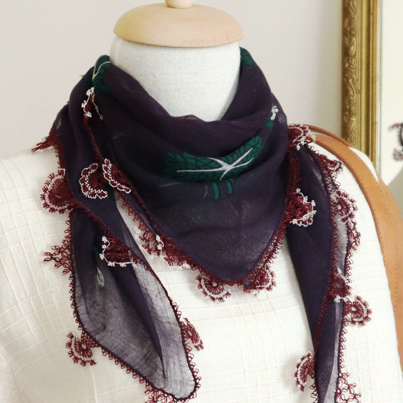 [OUTLET Made in Cappadocia] OYA needlelace scarf Purple 第2張的照片