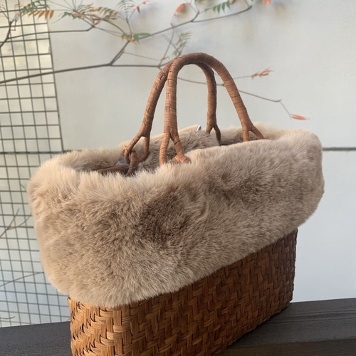 秋冬】山葡萄かごバッグ 手作り 山葡萄籠バッグ 網代編み 内布あり