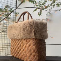 【秋冬】山葡萄かごバッグ　手作り　山葡萄籠バッグ　網代編み　内布あり 2枚目の画像