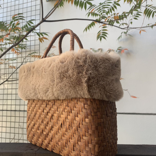 秋冬】山葡萄かごバッグ 手作り 山葡萄籠バッグ 網代編み 内布あり 