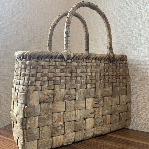 胡桃 くるみかごバッグ 手作り 胡桃籠バッグ 市松編み Lサイズ