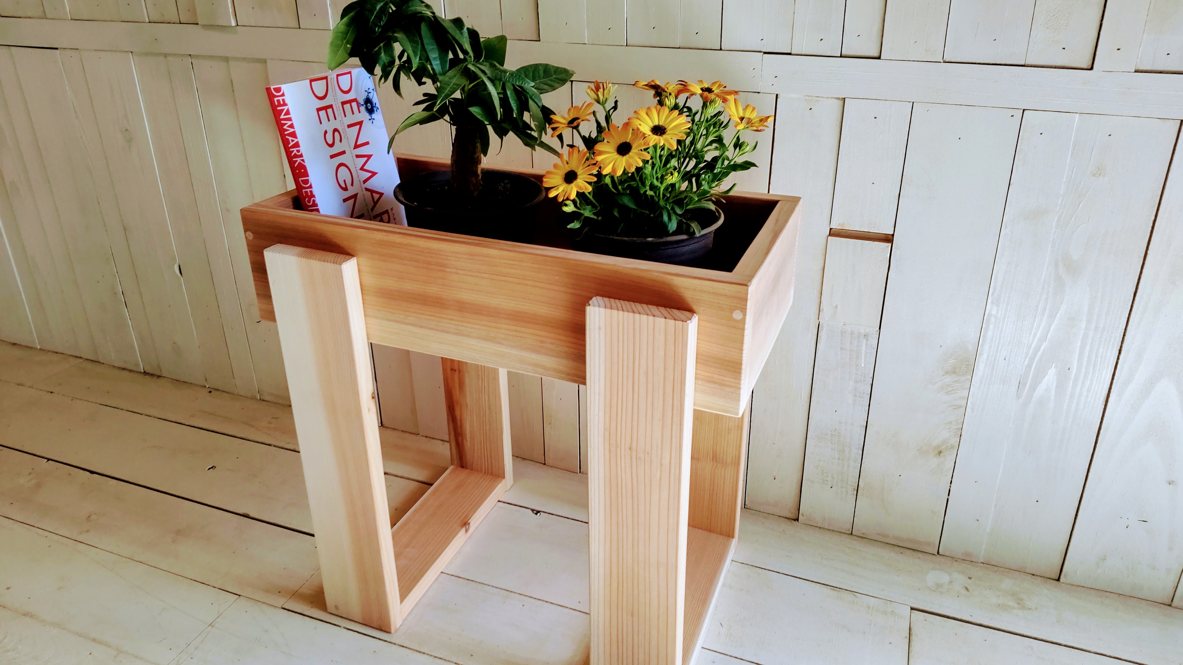 インテリアボックス　プランター ラック　おしゃれ　木製　フラワーラック　花台　本棚　飾り台　植物　茶