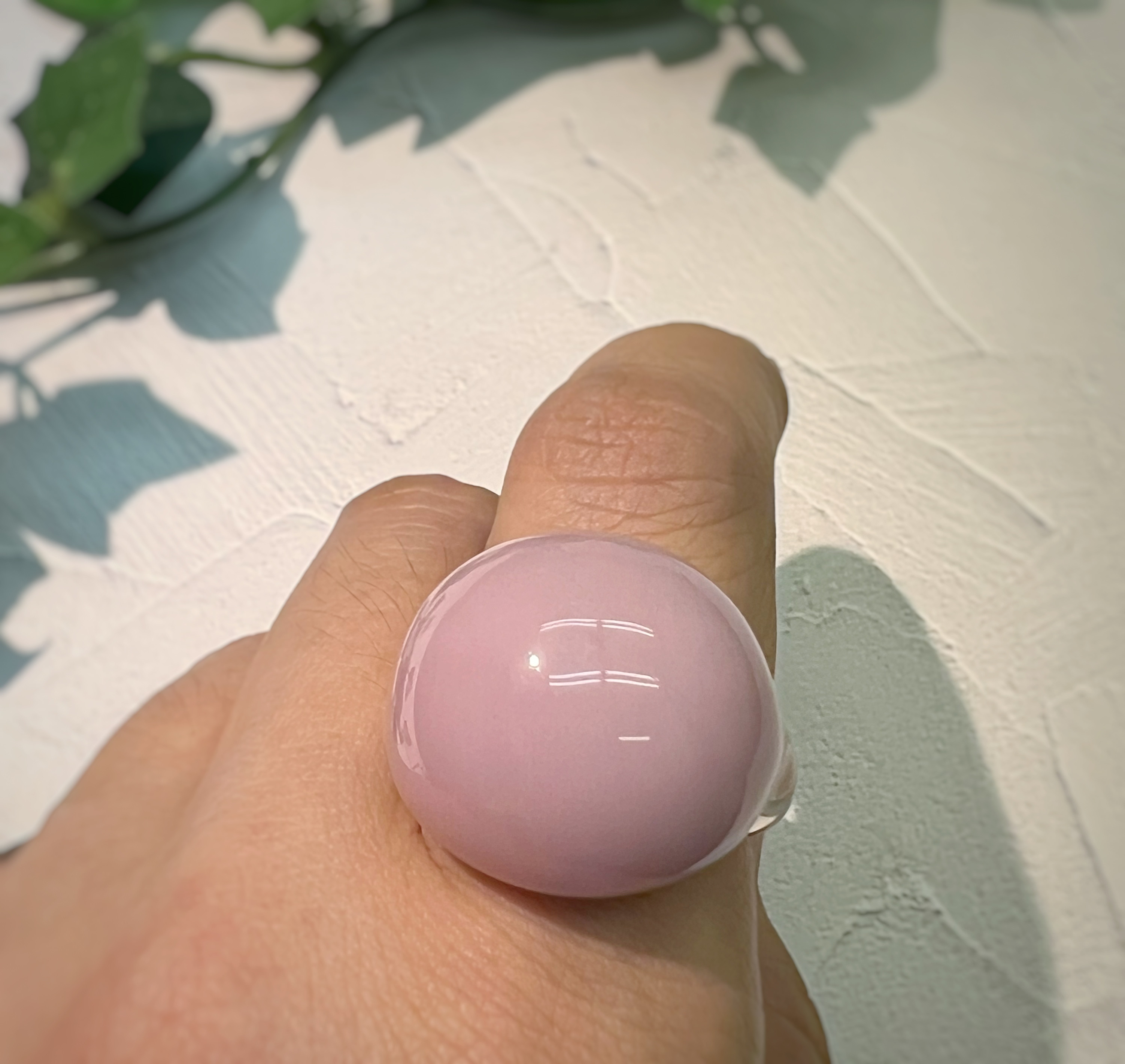 ボリュームガラスリング＊ピンクパープル