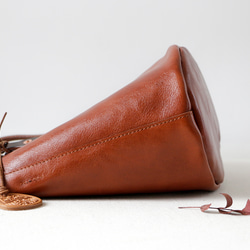 高級牛革斜め掛けショルダーバッグ２Wayバッグポーチ袋付き茶色 4枚目の画像