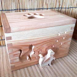 ハンドメイド　木製家具　彫刻　浮き彫り　小物入れ　収納家具　ウッド リサイクルウッドボックスtype/aサイズS 持ち手穴付き 木箱 収納