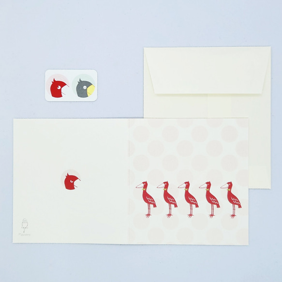 二つ折りカード【封筒・シール付】ハシビロコウ　2種セット 3枚目の画像