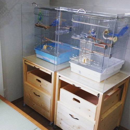 スライドテーブル付きの鳥かご台（無垢材版） チェスト・キャビネット