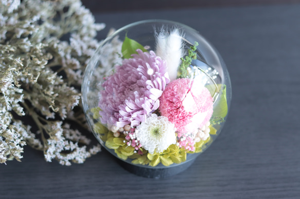 大切な方に贈る仏花～輪菊とピンポンマム・スイートライラック～＊プリザーブドフラワー 10枚目の画像