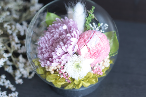 大切な方に贈る仏花～輪菊とピンポンマム・スイートライラック～＊プリザーブドフラワー 13枚目の画像