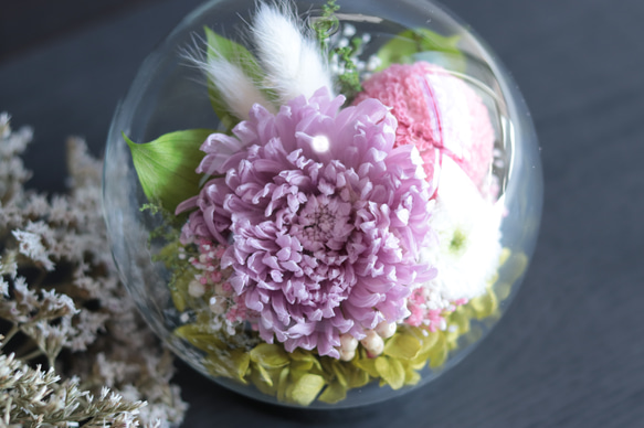 大切な方に贈る仏花～輪菊とピンポンマム・スイートライラック～＊プリザーブドフラワー 11枚目の画像