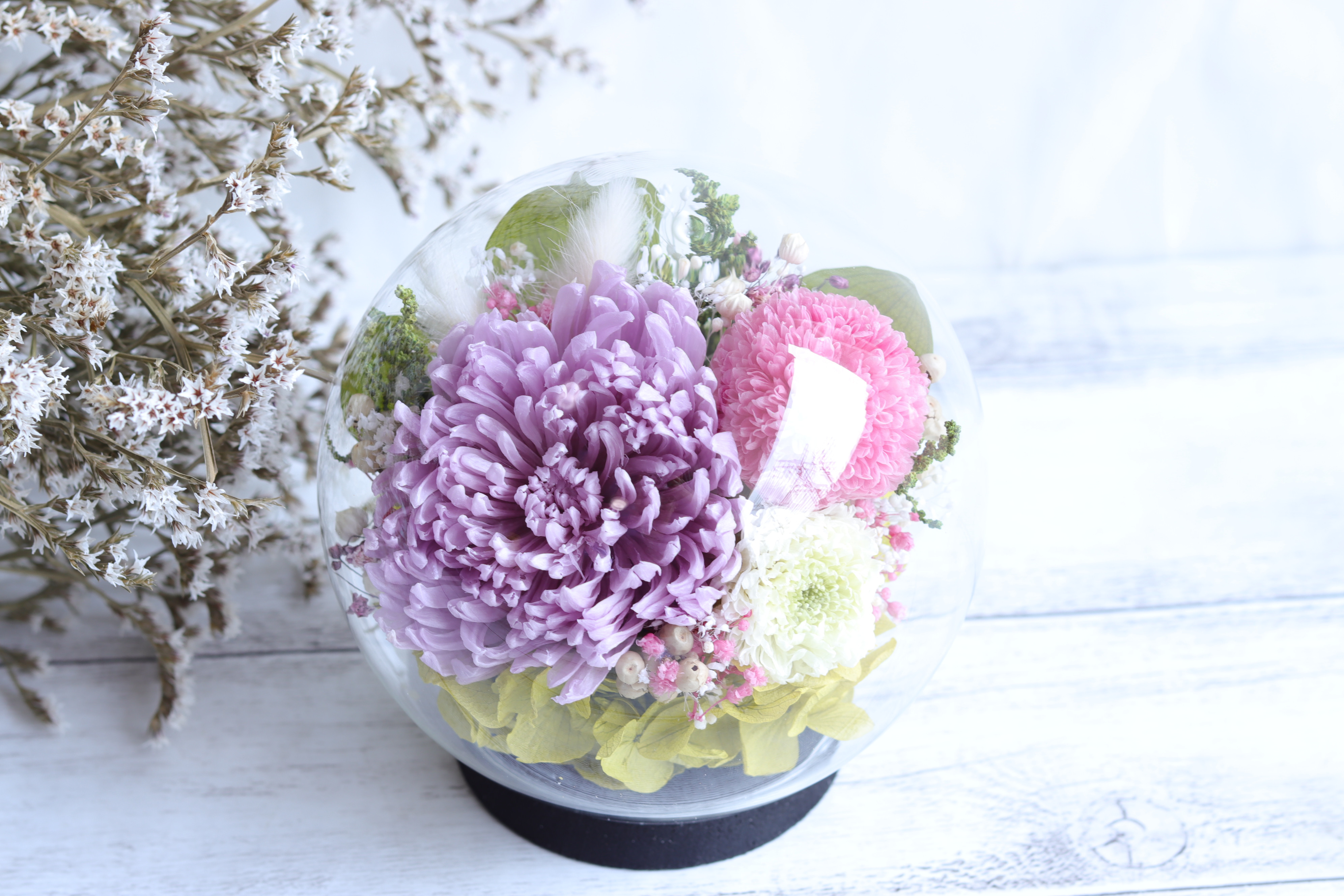 大切な方に贈る仏花～輪菊とピンポンマム・スイートライラック～＊プリザーブドフラワー