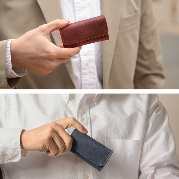 [成對套裝優惠] Creema 專屬成對鑰匙包 手掌大小智慧鑰匙 真皮 HAK033 第12張的照片