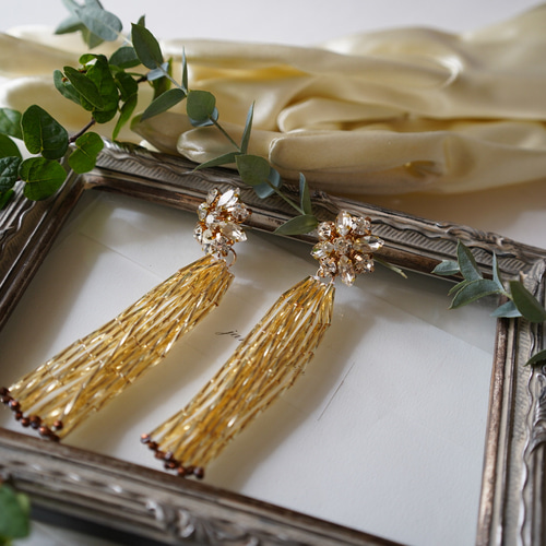 002 ビジューフラワービーズタッセル 結婚式 花嫁 アクセサリー 002 ビジューフラワービーズタッセル 結婚式 花嫁 アクセサリー