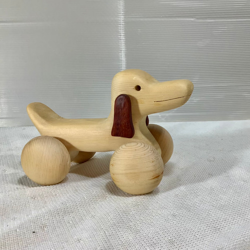 旧車　1部木製　木製ハンドル　 DINOS 直径36cm 天然木 犬 車 ワンチャン 一点物 手造り その他インテリア雑貨 mokuba