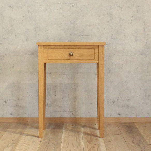 サイド テーブル オーク サイドデスク w60cm 無垢材 おしゃれ 韓国 インテリア 北欧 木製 収納 コンソール 2枚目の画像
