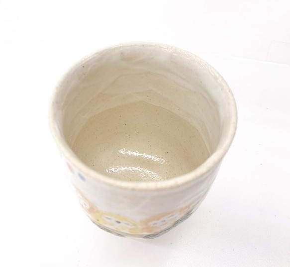 【清水焼】　繋がるふくろう　湯呑 (3羽) 3枚目の画像