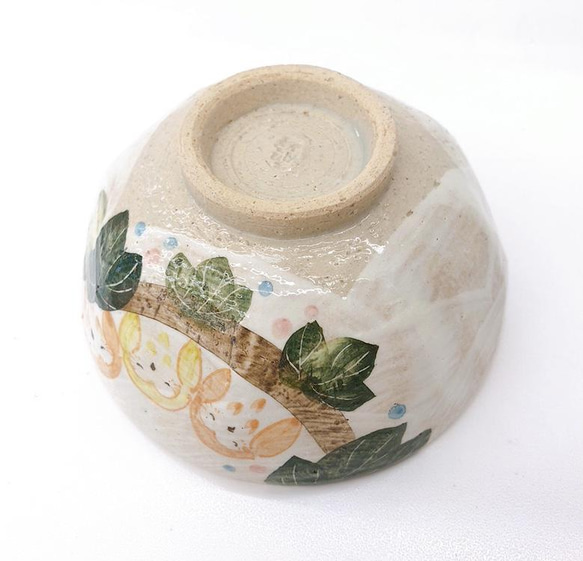 【清水焼】　繋がるふくろう　飯碗 (3羽) 3枚目の画像