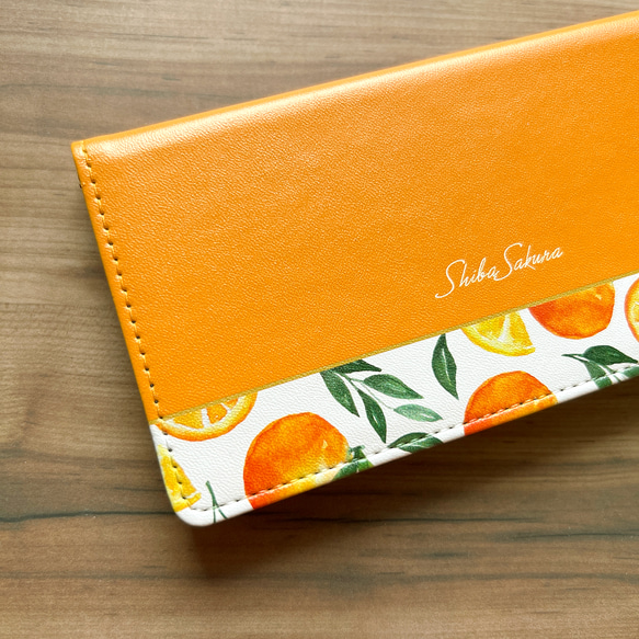 バレンシアオレンジの手帳型スマホケース みかん オレンジ iphone13 iphone15 iphone14 5枚目の画像